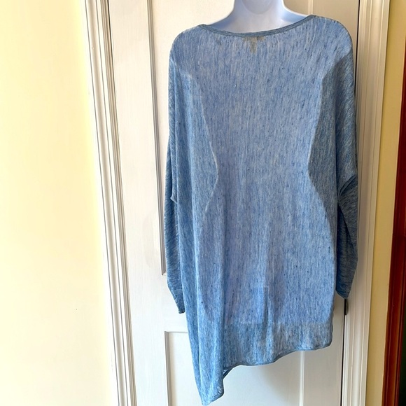 Eileen Fisher Asymmetrical Top Women’s Large Italian Blue Lagenlook Coastal Flaw - Picture 4 of 16